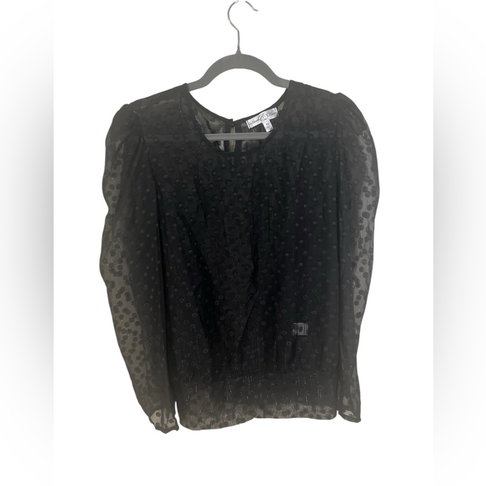 A sheer black & silver blouse in size extra large